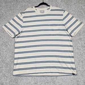 Faherty Sunwashed Tee T-Shirt cream blue Stripe Men's Size 2XL Organic Cotton